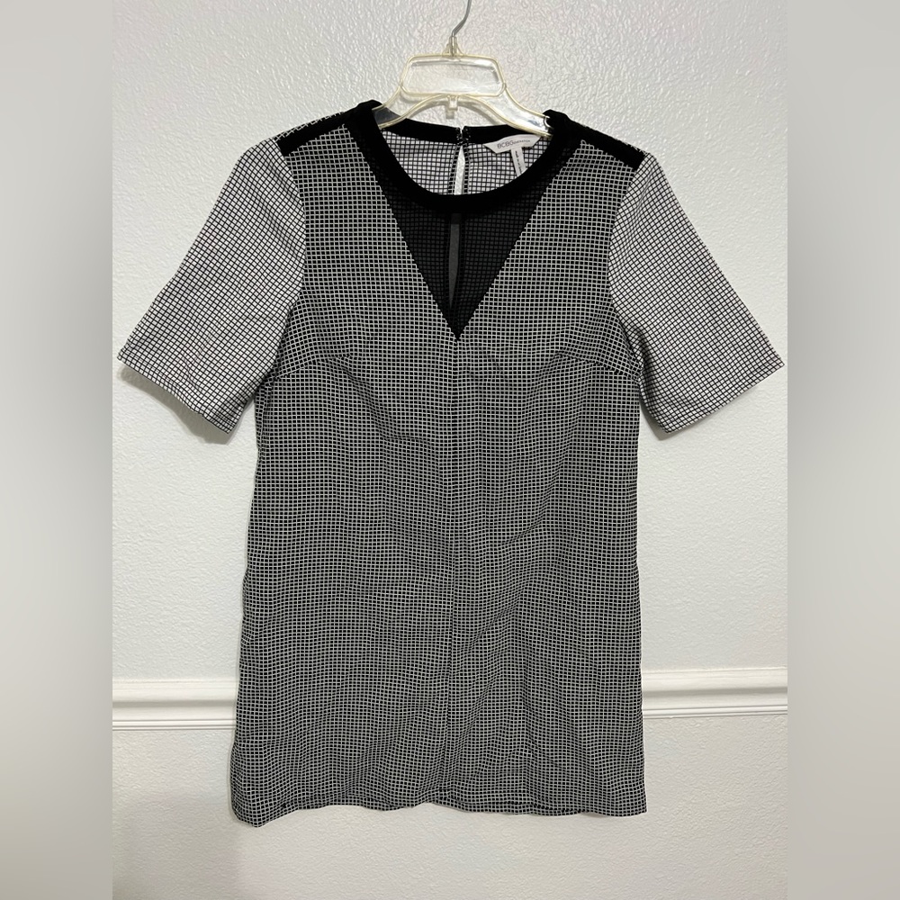 BCBG NWOT boxy tshirt dress and checkered black and white pattern